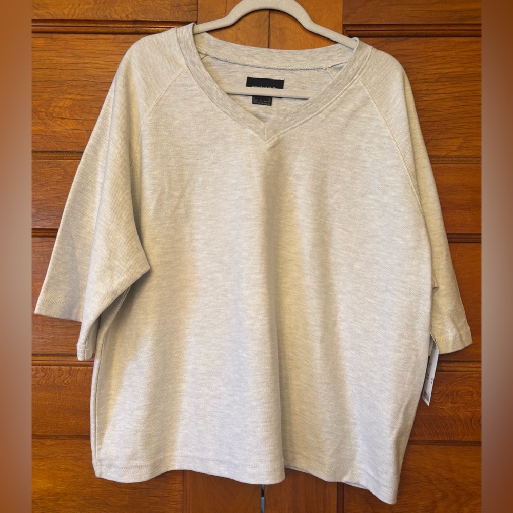 Women's Light Gray V-Neck Oversized Sweatshirt